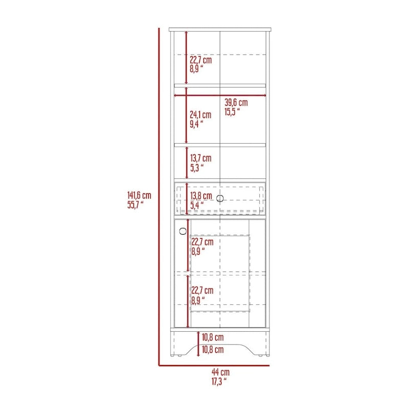 Bathroom Floor Cabinet,Two Interior Shelves,Two Open Shelves,Single Door,for Bathroom,Kitchen,Living Room