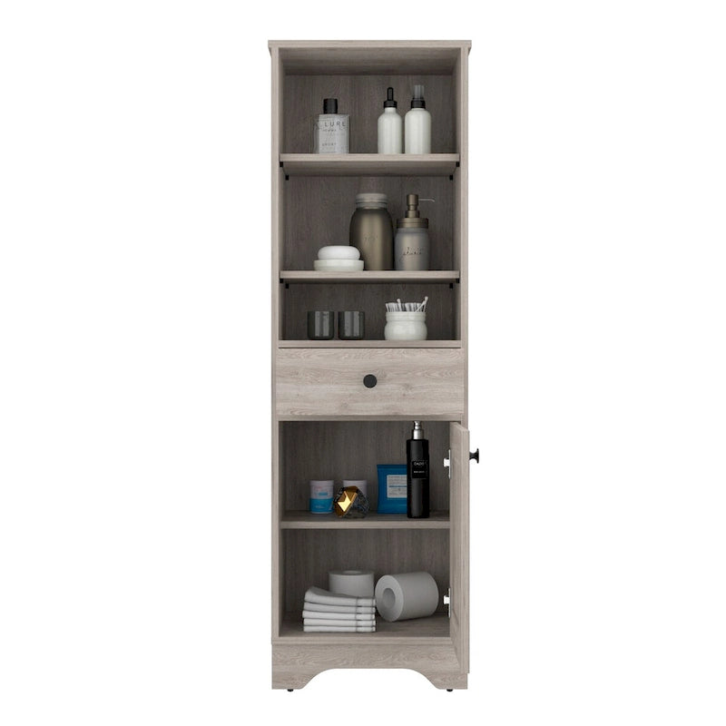 Bathroom Floor Cabinet,Two Interior Shelves,Two Open Shelves,Single Door,for Bathroom,Kitchen,Living Room