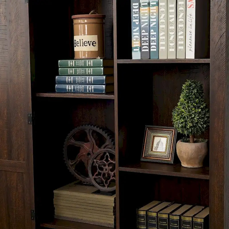 Rustic Tall Storage Cabinet Barn Door Storage