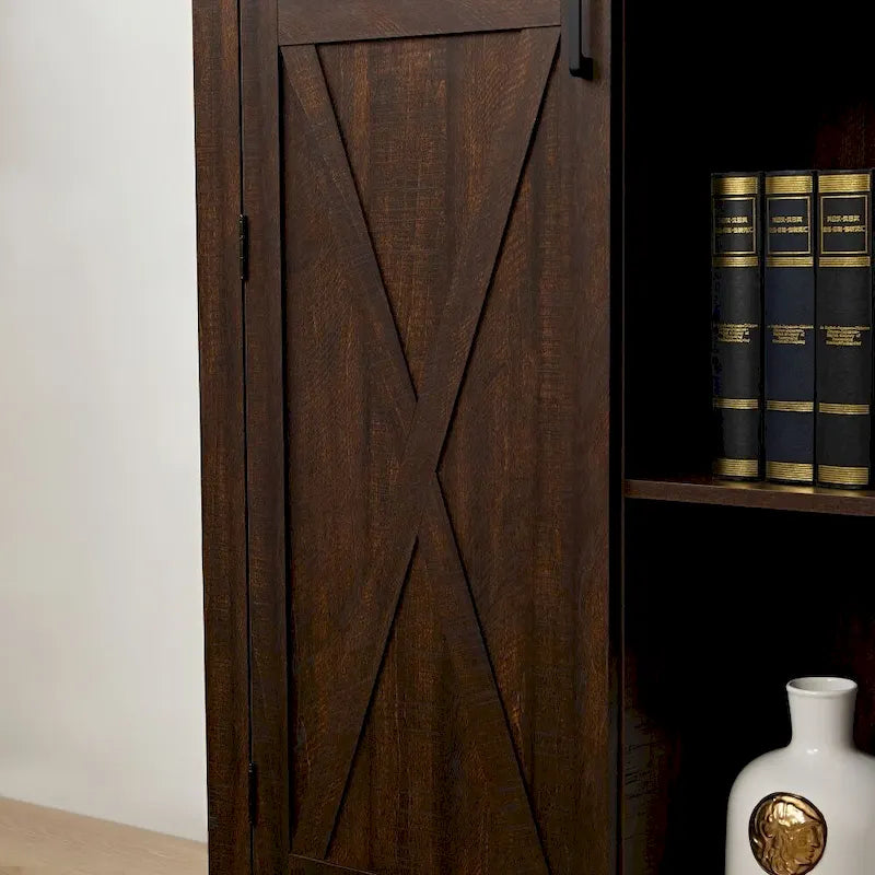 Rustic Tall Storage Cabinet Barn Door Storage