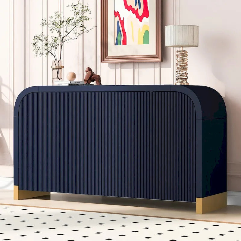 4-door Curved Corner Design Wavy Door Panel Cabinet