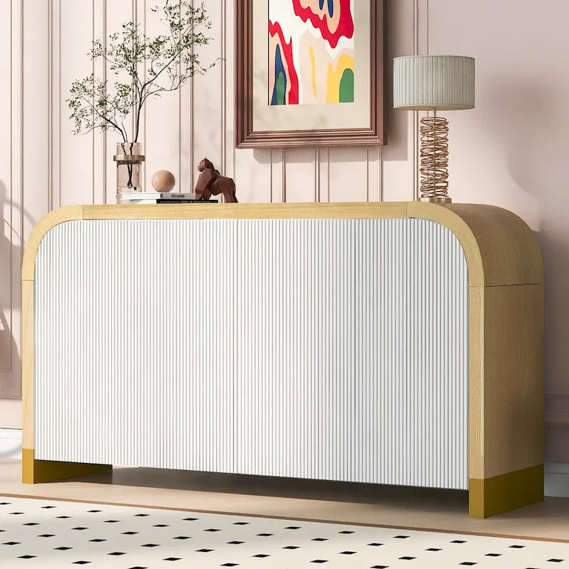 4-door Curved Corner Design Wavy Door Panel Cabinet