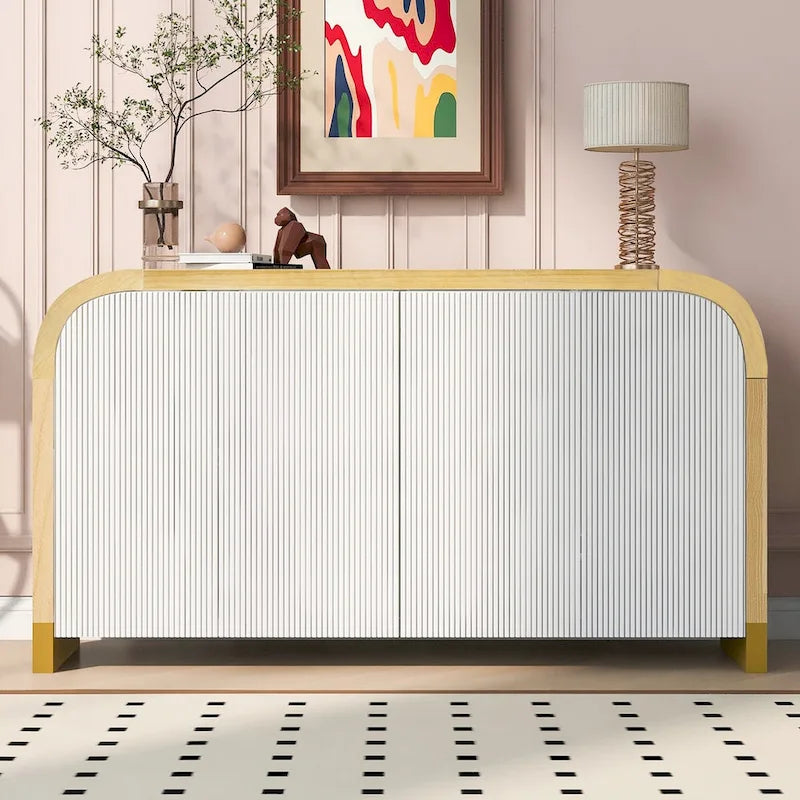 4-door Curved Corner Design Wavy Door Panel Cabinet