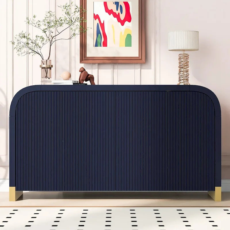 4-door Curved Corner Design Wavy Door Panel Cabinet