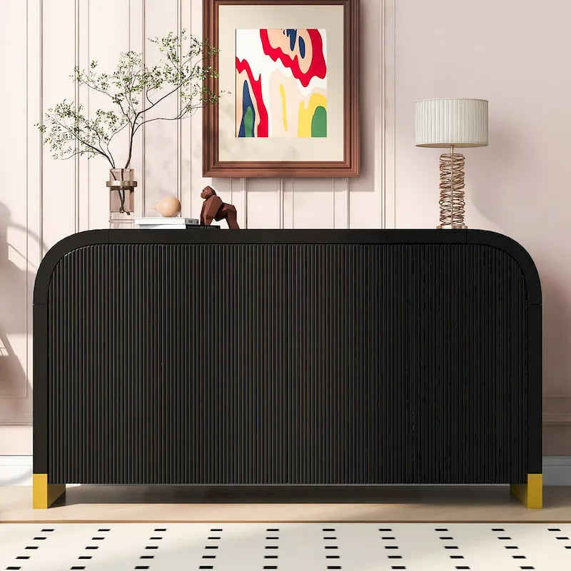 4-door Curved Corner Design Wavy Door Panel Cabinet
