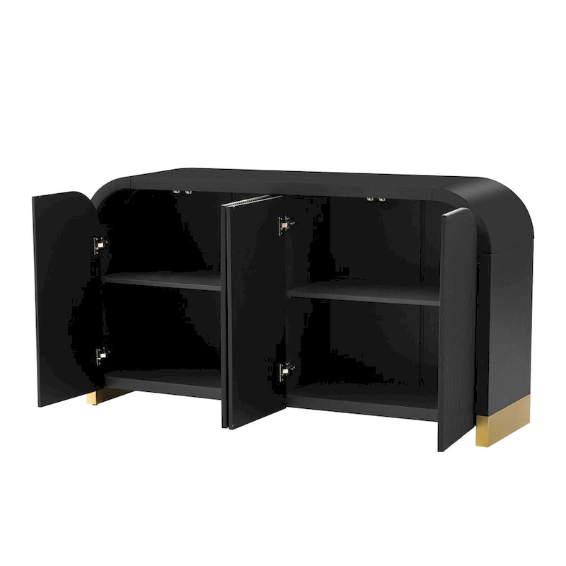 4-door Curved Corner Design Wavy Door Panel Cabinet